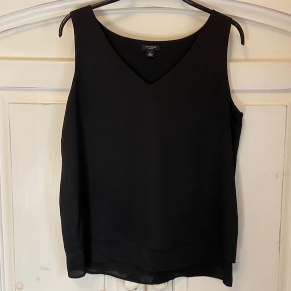 Ann Taylor Layered Sleeveless Black Blouse - Picture 5 of 8